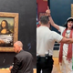 Imagen para el artículo titulado Un hombre disfrazado de anciana en silla de ruedas arroja una tarta a la Mona Lisa